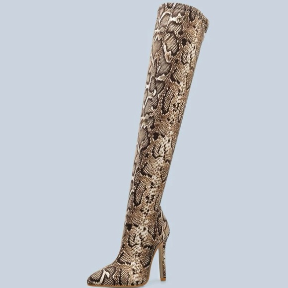 Snake skin thigh high boots - Picture 2 of 4
